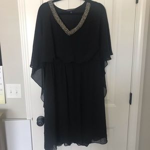 Plus Size Beaded Dress with Cape Sleeves